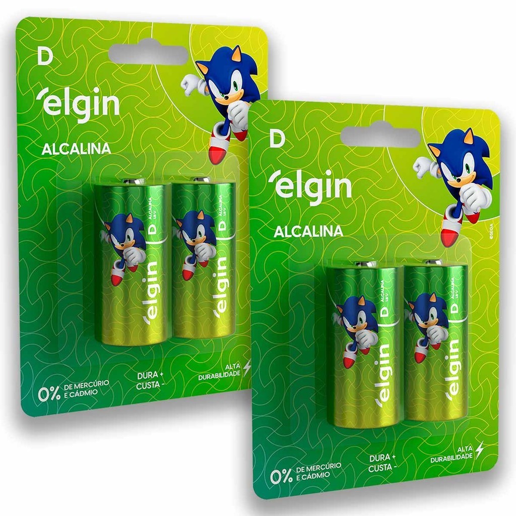 Pilhas Alcalina D Elgin Bateria Grande LR20 kit 4 unidades em Oferta na Shopee