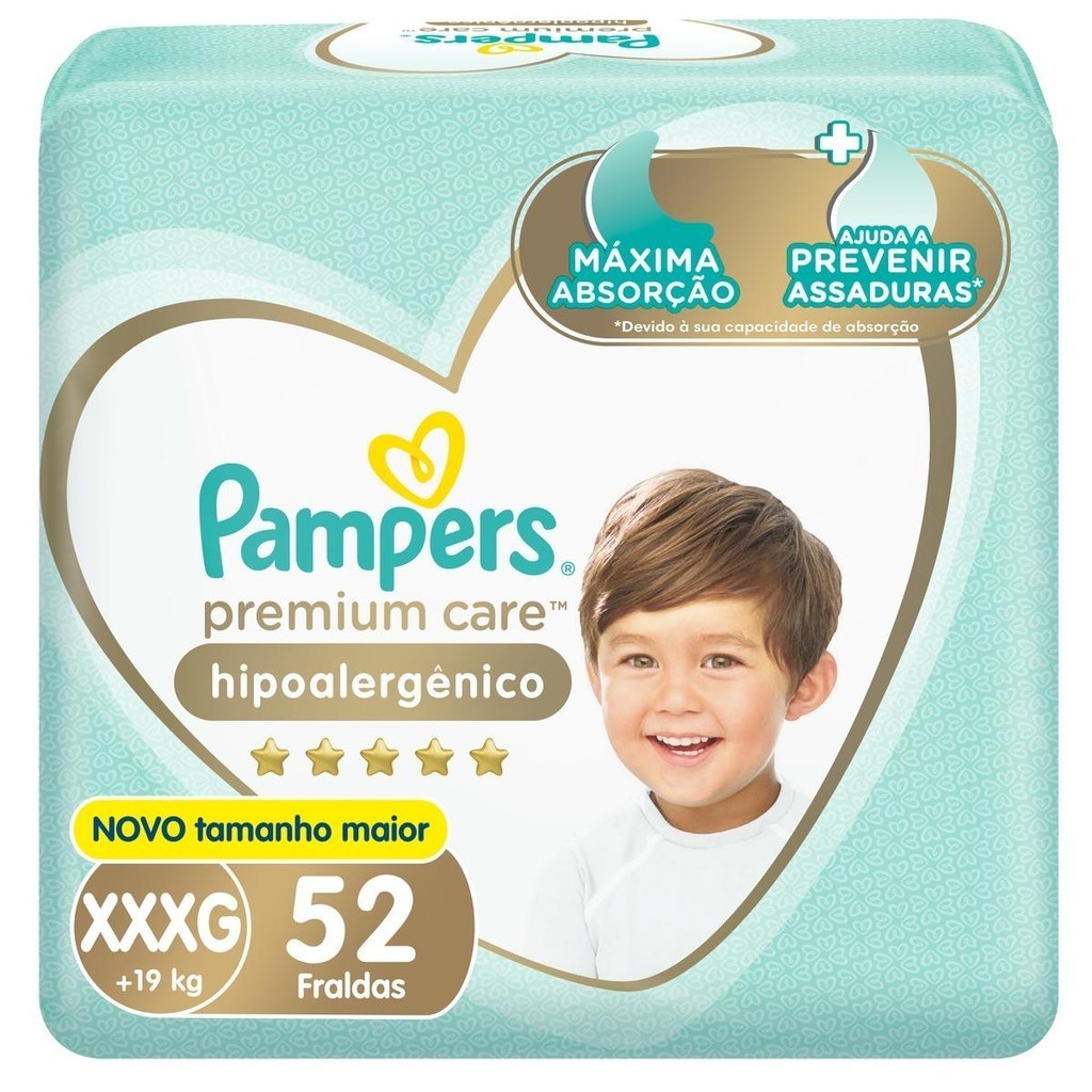 Fralda Pampers Premium Care XXXG com 52un - Mom & Baby