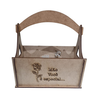 10 unidades de Cesto de dia das mães cestinho corte laser em mdf para lembrança dia das mães 10x16x18 cm em Oferta na Shopee