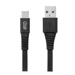 Cabo Carregador USB para USB-C i2GO 1,2m 2,4A Flat Carregamento Rápido Preto
