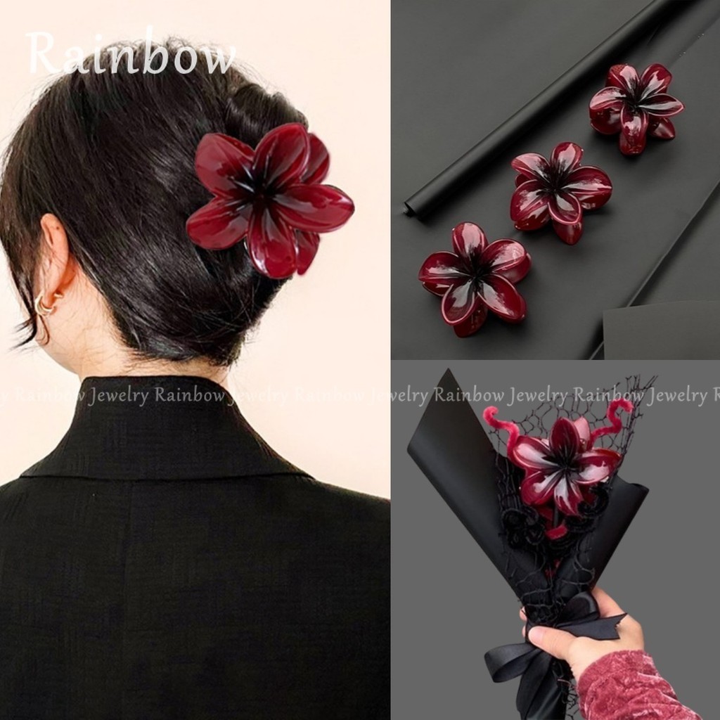 [Valentine's Day Bouquet Hairpin Vinho Tinto Renderização Plumeria Preta Imengling's Same