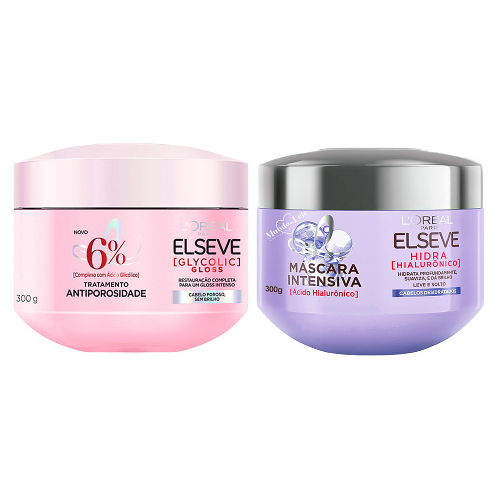 MÁSCARA GLYCOLIC GLOSS + MÁSCARA HIDRA HIALURÔNICO ELSEVE em Oferta na Shopee