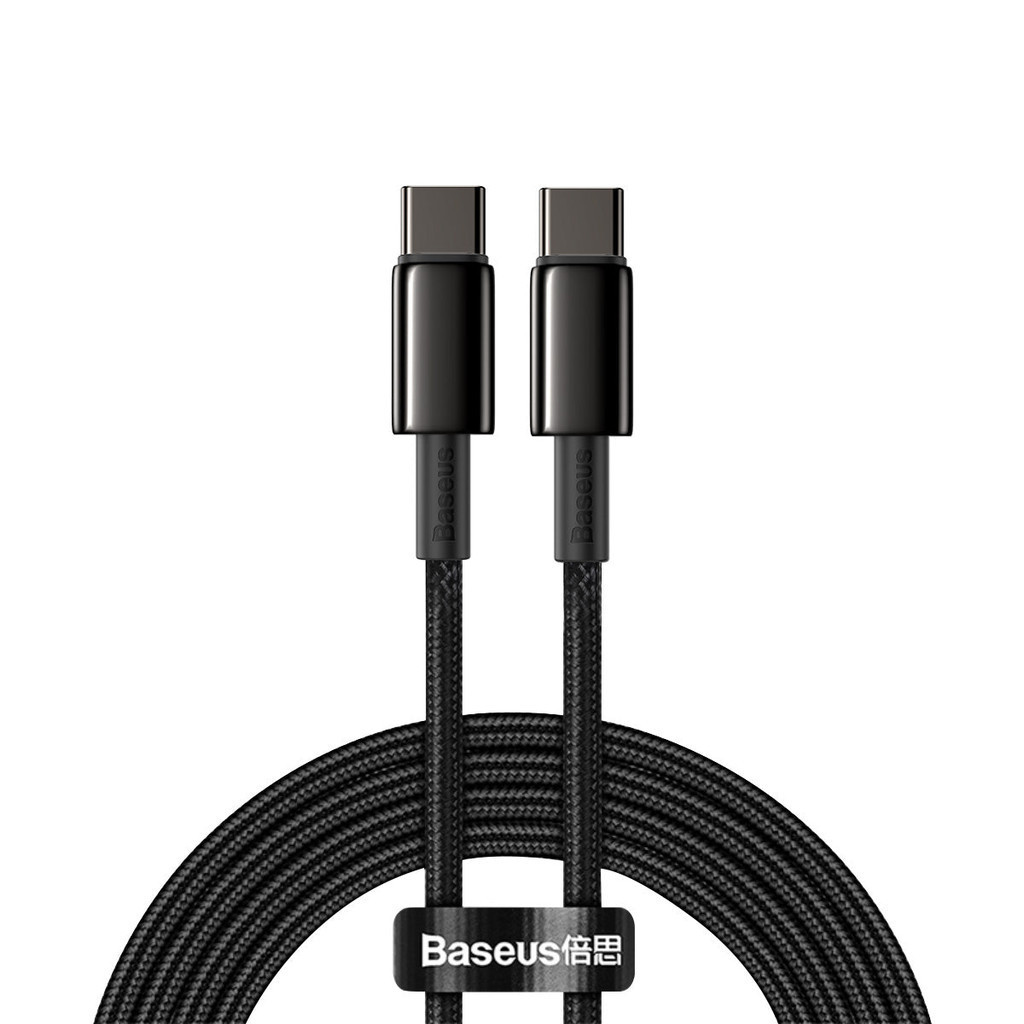 Cabo Turbo 100w Baseus USB-C + USB-C Tungsten Gold 2 metros iPhone 15 Android Xiaomi - Mobile & Gadgets