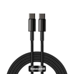 Cabo Turbo 100w Baseus USB-C + USB-C Tungsten Gold 2 metros iPhone Android Xiaomi