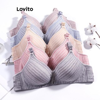 Lovito Sutiã Casual Listrado Colorblock Com Fivela Para Mulheres LNL50052