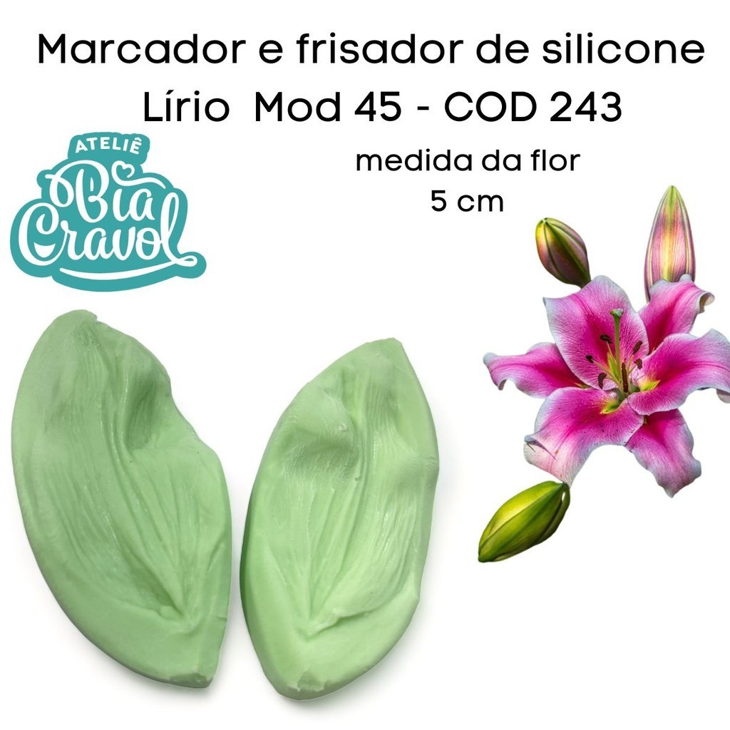 Marcador e Frisador de silicone - Lírio - Mod 45 - Cod 243 - Bia Cravol em Oferta na Shopee