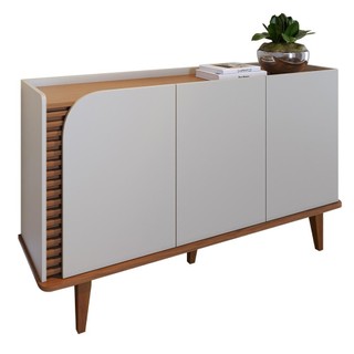 Aparador Buffet Jurere com 3 Portas e Pés de Madeira Maciça em Oferta na Shopee