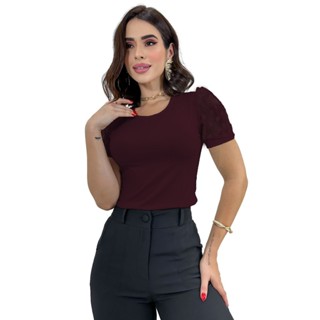 Blusa Blusinha Manga Curta Tule Poa Bolinha Bufante Feminina