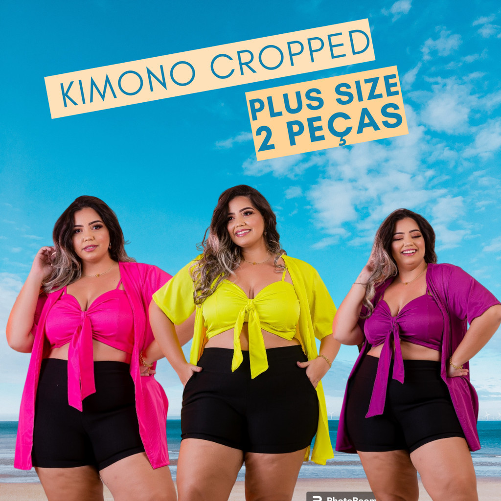 Conjunto Feminino 2 Peças Cropped Mais Sobre Tudo Plus Size