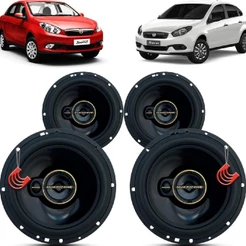 Kit Alto Falantes Dianteiros e Traseiros Fiat Grand Siena 2013 até 2021 - Hurricane Aurum 480w