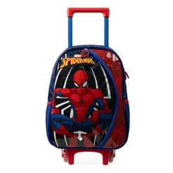 Mochila de Rodinha Infantil Masculina Homem Aranha Azul