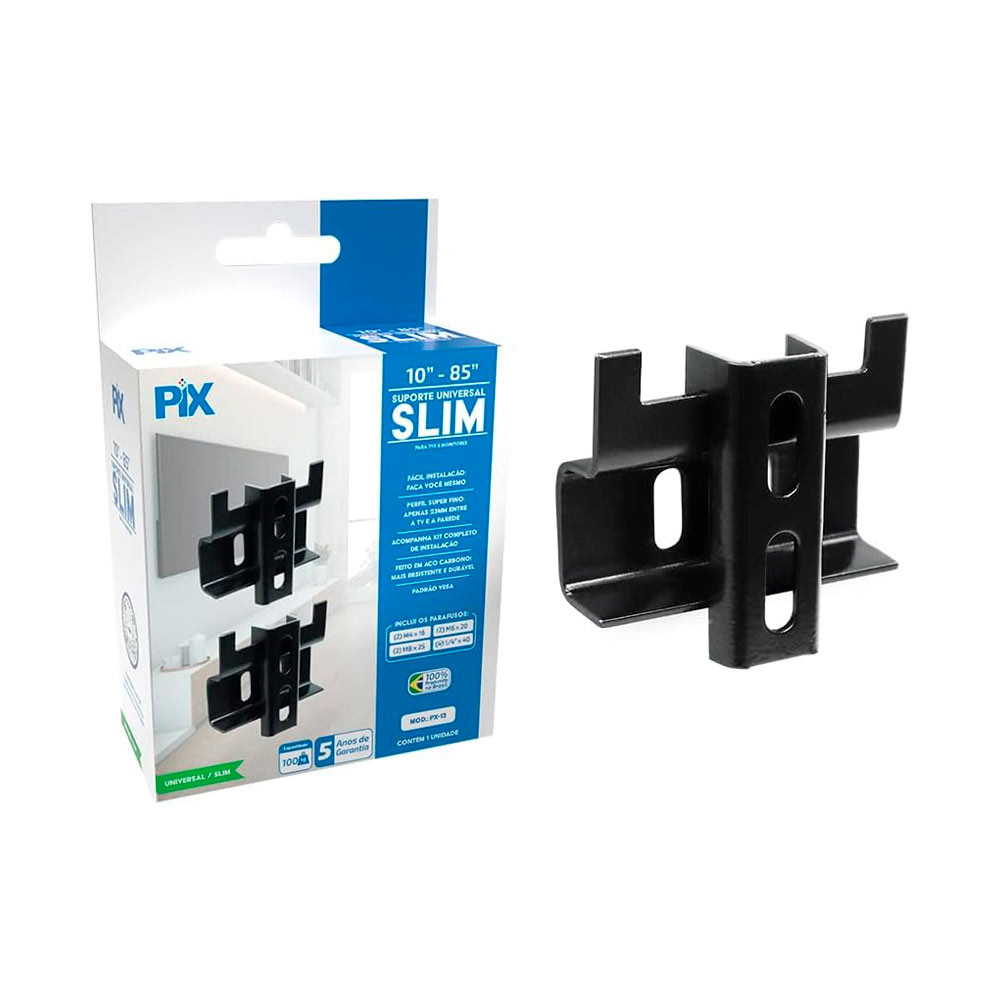 Suporte para TV fixo Pix Slim, de 10" a 85" Universal - 079-0023