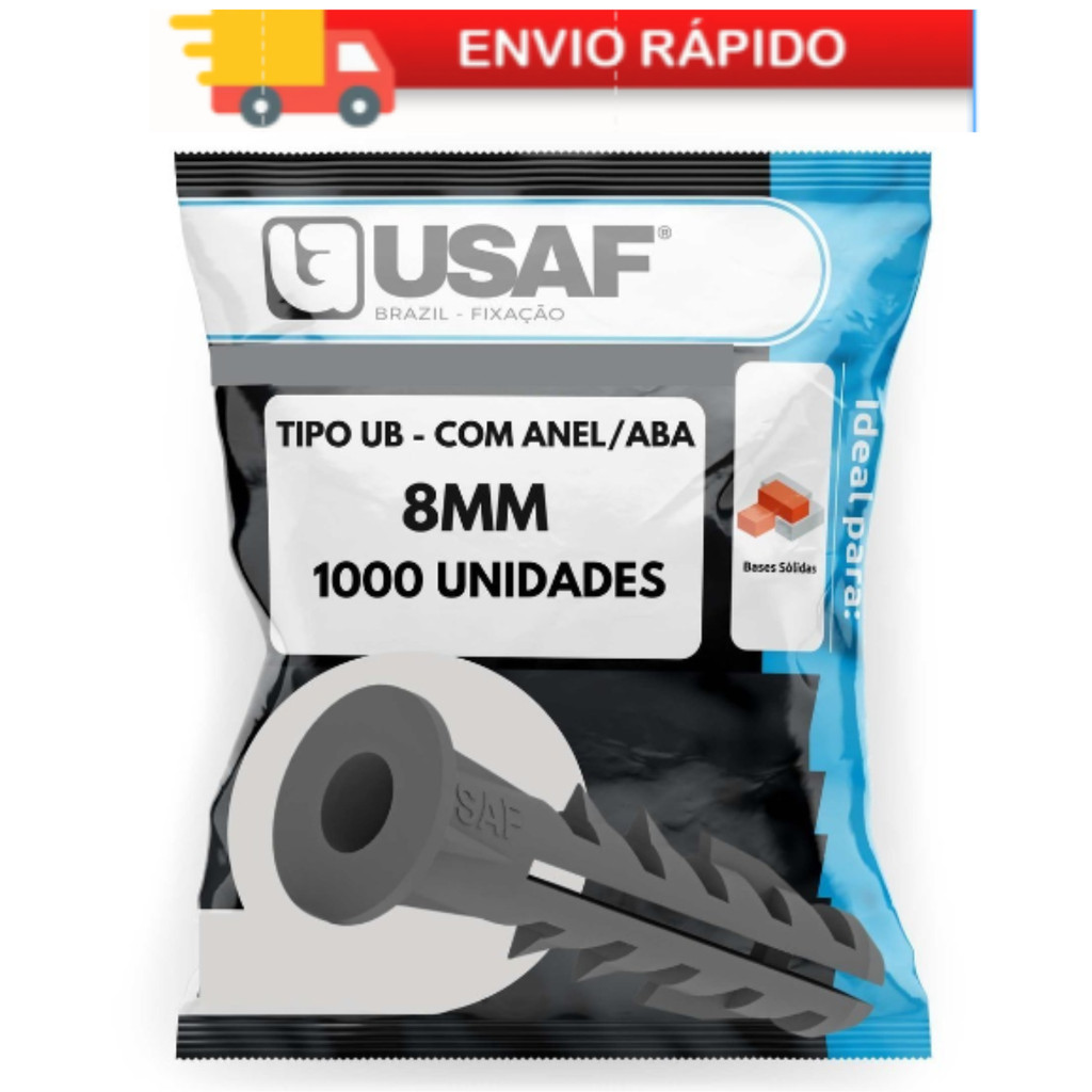 Bucha UB Tradicional 8mm Com Aba Usaf Pacote 1000 Unidades em Oferta na Shopee