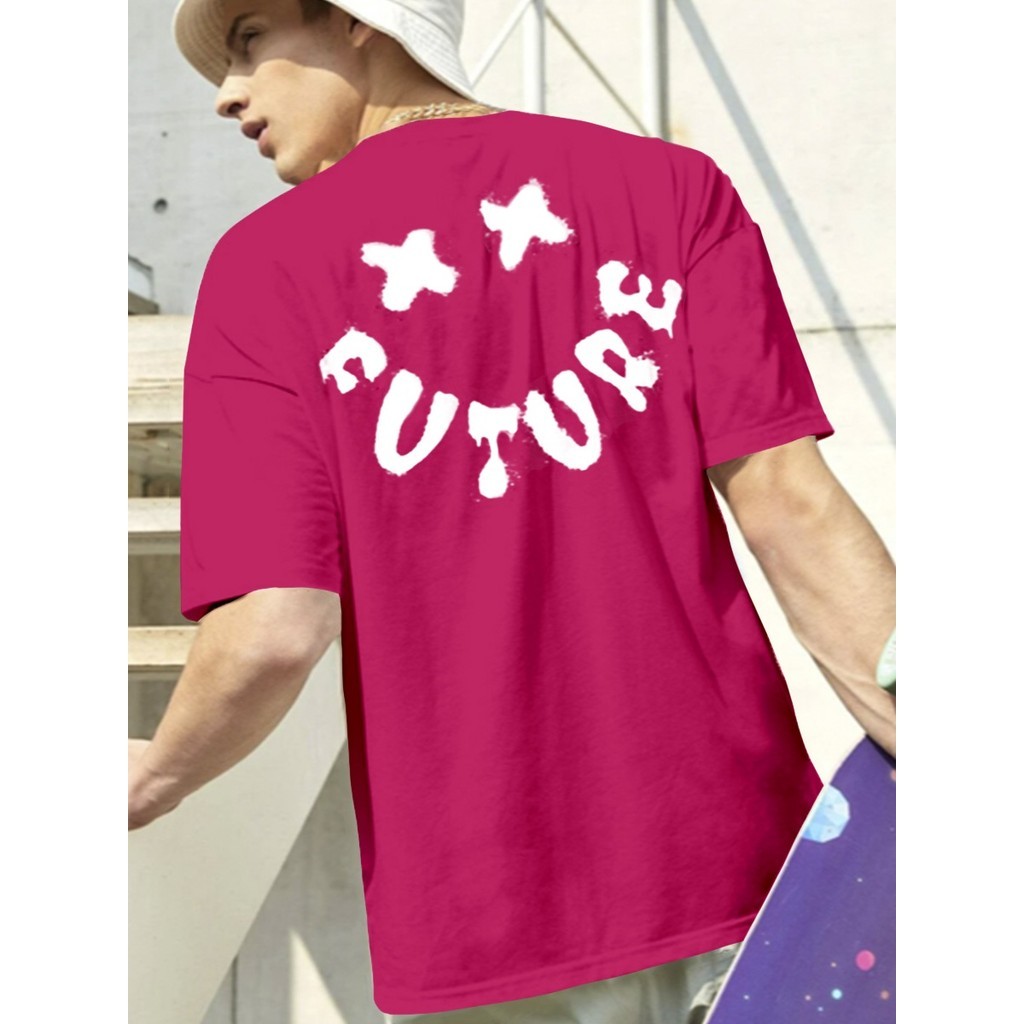 Blusa Oversized Rosa Pink Básica Masculina Estilosa Estampada Manga Curta Aesthetic Confortável