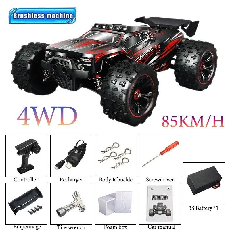 1:14 Carro RC de 85KM/H ou 4WD com Controle Remoto LED Carros de Alta Velocidade Drift Monster Caminhão 4x4 para Criança