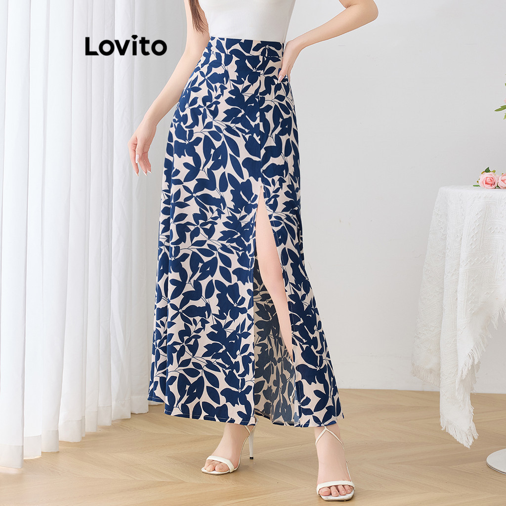 Lovito Saia Boho Paisley com fenda para mulheres L120ED076 - Women Clothes