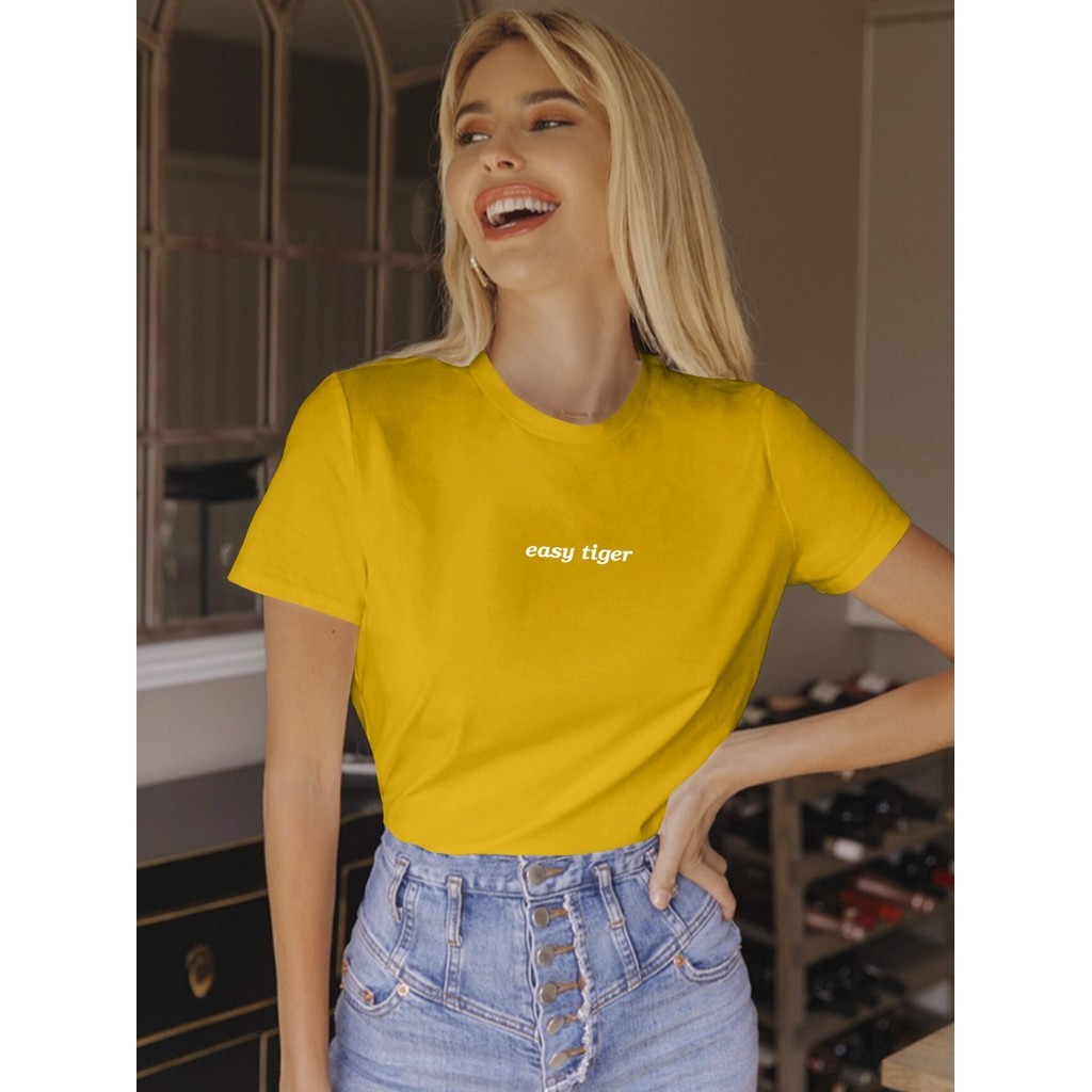T Shirt Oversized Streetwear Feminina Camiseta Academia Blogueira Frente Bordado Estampa Easy
