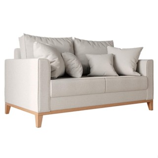 Sofá 2 Lugares Beny Base de Madeira Linho Cotton Cru em Oferta na Shopee