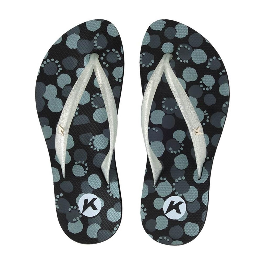 Chinelo Kenner Ibiza Polka Feminino - Preto e Cinza