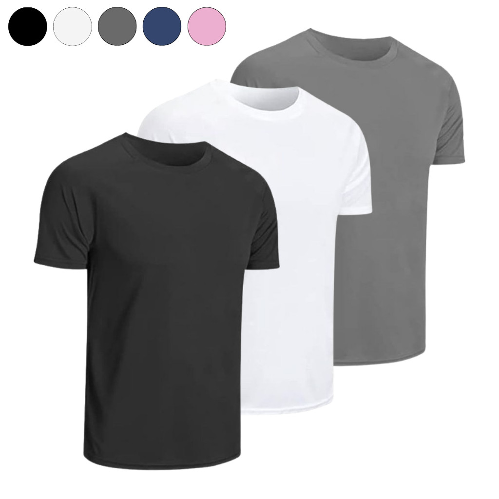 Kit 3 Camisetas Dry Fit Masculina Lisa Casual Treino Academia Esportes Exercícios Corrida