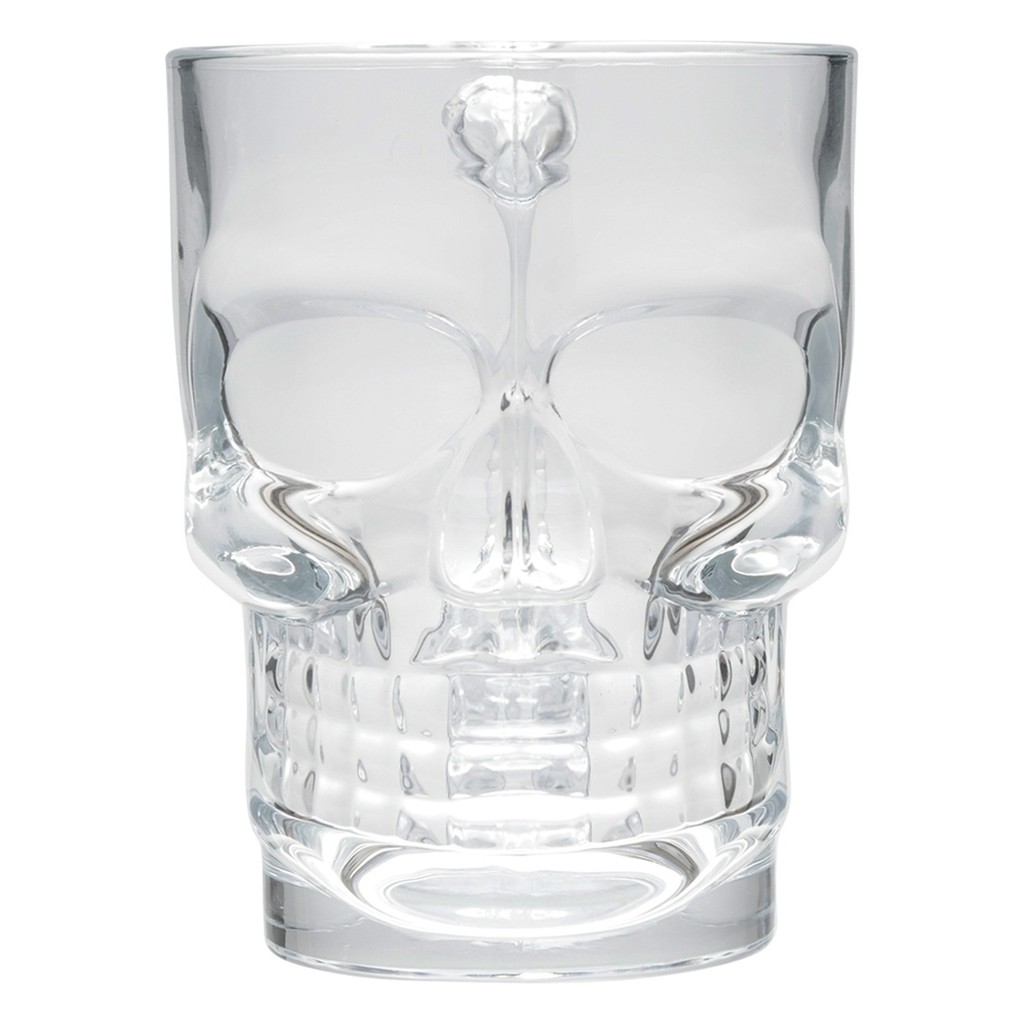 Caneca Transparente Para Bebida Festa Chopp Cerveja Vidro Reforçada De Caveira 510 ML - Mimo Style