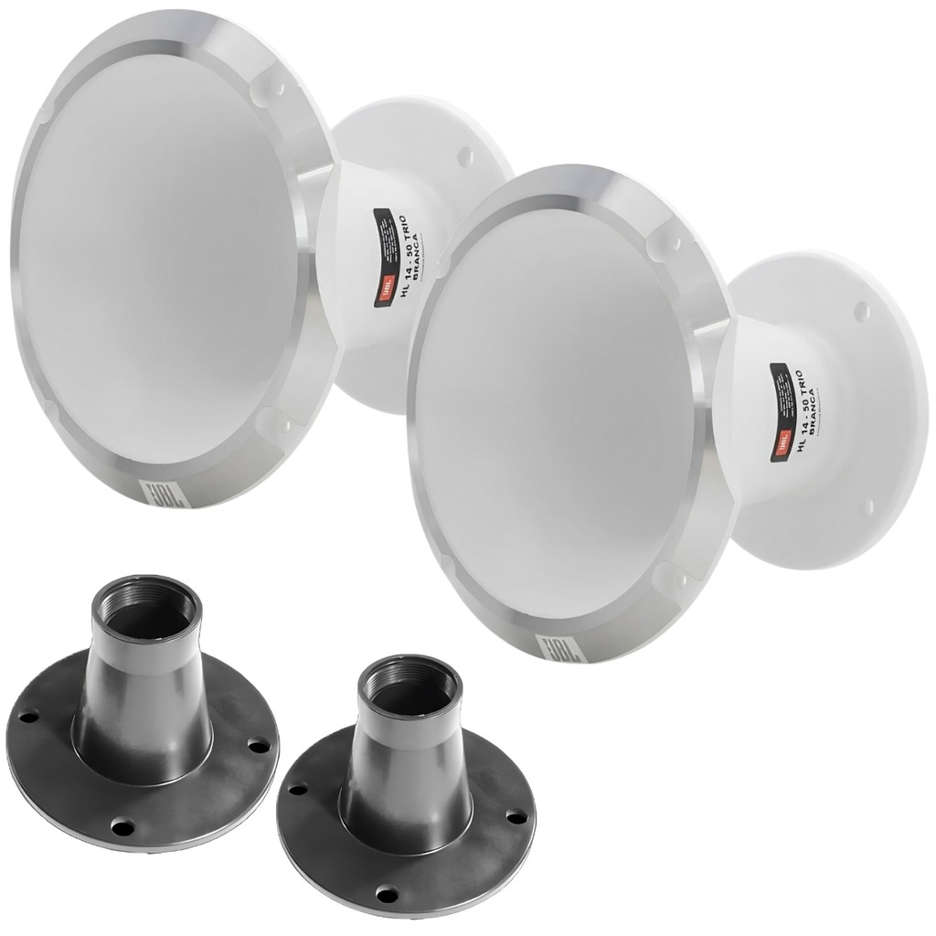 Kit 2 Cornetas Jbl Hl1450 Trio Branca + 2 Adaptador Flange 1