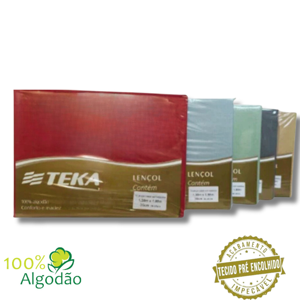 Lençol Teka 100% Algodão Com Elastico 120 Fios Linha Crystal Solteiro, Casal, Queen em Oferta na Shopee