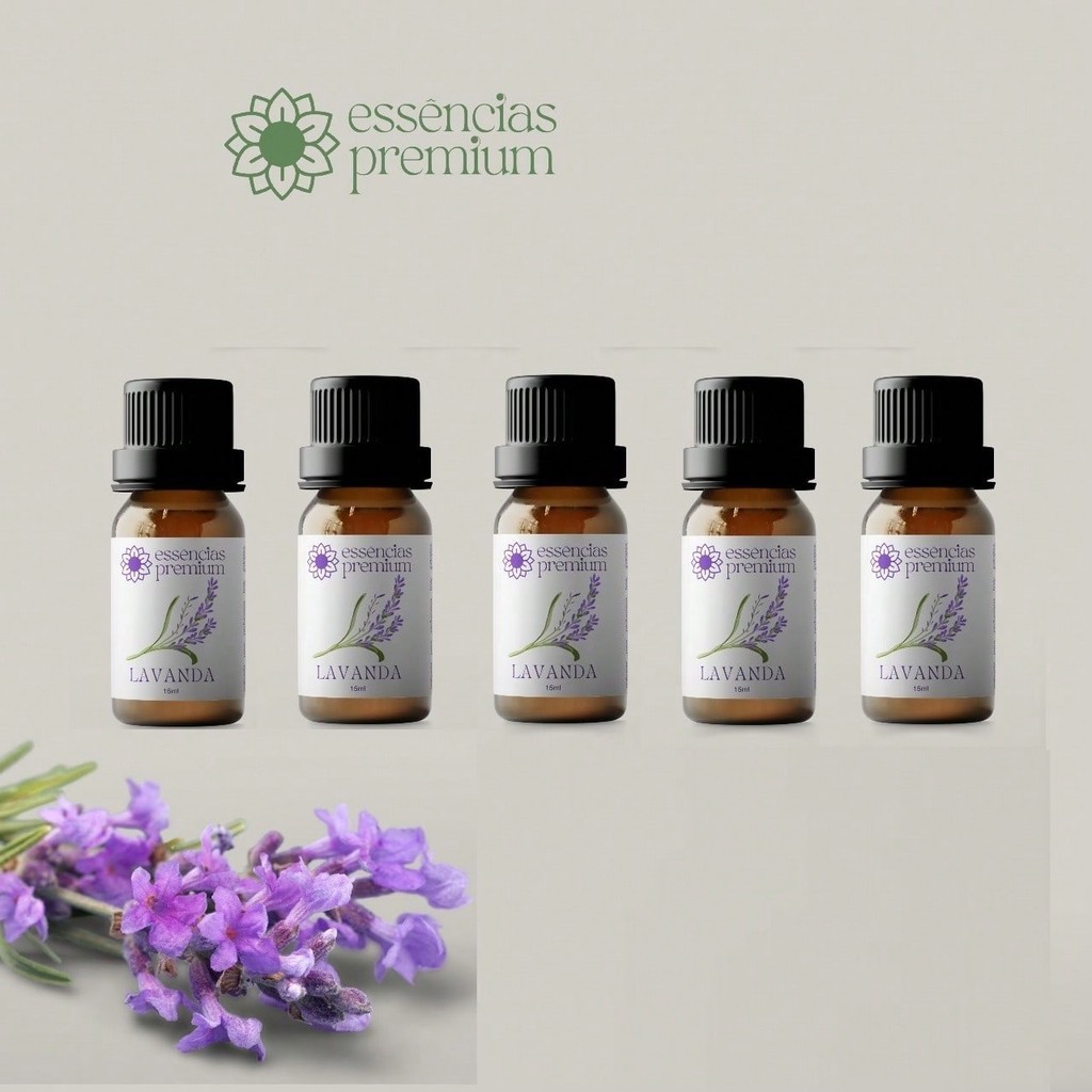 Kit 05 Essências de Lavanda Para Aromatizador e Difusor de Ambiente 15 ml