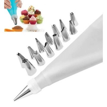 Bico De Confeitar Bolo Saco Decorador Profissional 12peças Confeitaria Pasta Americana Confeiteiro