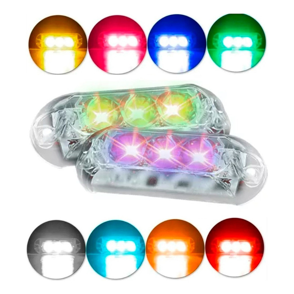 Kit 2 Farol Estrobo Ajk Rgb Automotivo 6w Para Iluminação em Oferta na Shopee