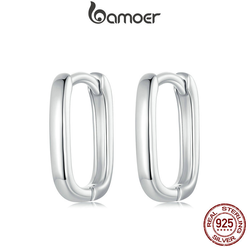 Brincos Bamoer 925 Sterling Sliver Hoop Em Forma De Fivela Quadrada Fivelas Para Jóias Presentes Mulheres em Oferta na Shopee