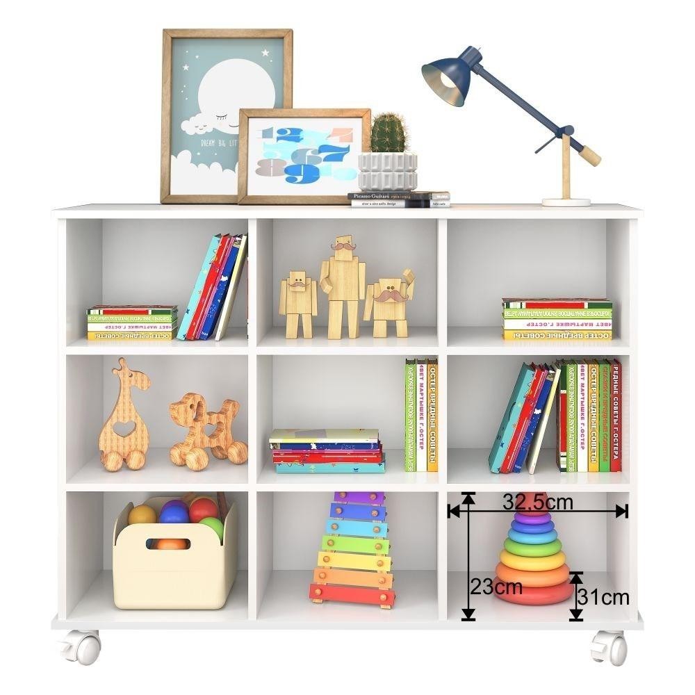 Detalhes do Nicho Organizador com Rodízios Toys 9 Gavetas Q01 Branco - Mpozenato