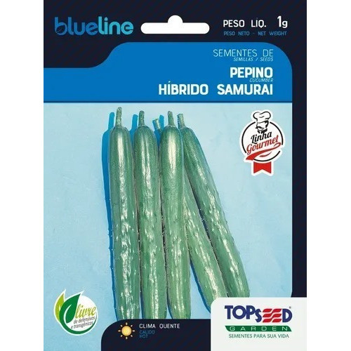 2X Sementes de Pepino Hibrido Japonês Samurai 1g Resistente Horta Saladas
