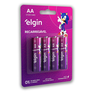 Pilha Recarregavel AA Elgin Bateria 2A 2700mAh Pequena 4 unidades em Oferta na Shopee