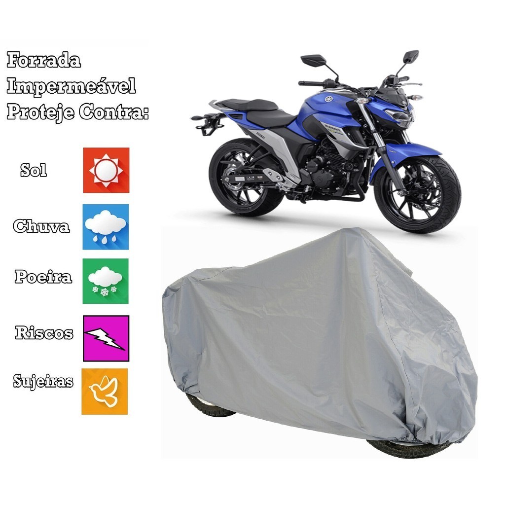 Capa Cobrir Moto Yamaha Fazer 250 100 % Forrada e 100% Impermeável em Oferta na Shopee
