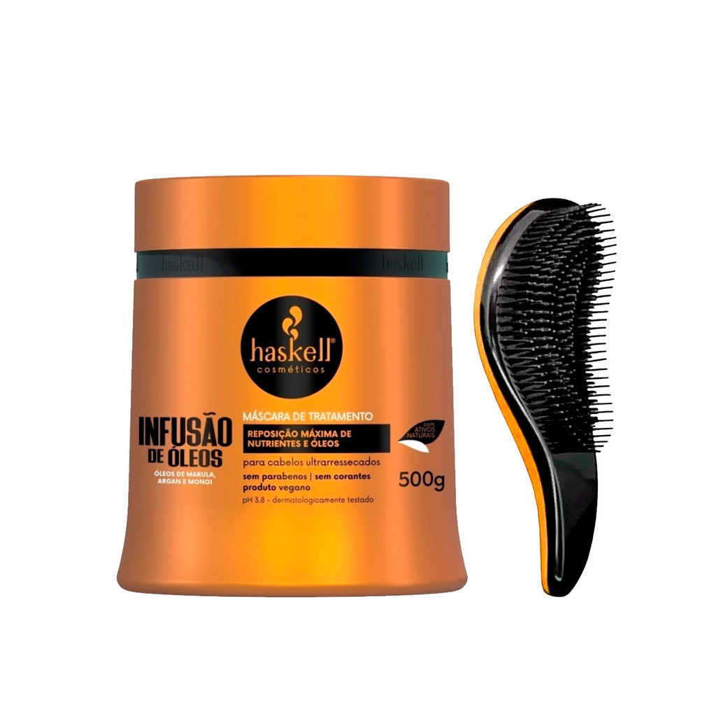Kit Máscara de Tratamento Haskell Infusão de Óleos 500g +Escova