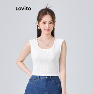 Lovito Casual Camiseta com Recorte para Mulheres L74ED104