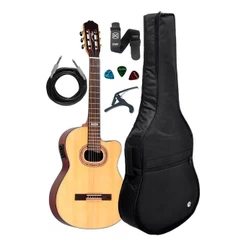 Violao Nailon Strinberg Sc35c Eletrico N +kit Capa Luxo Full