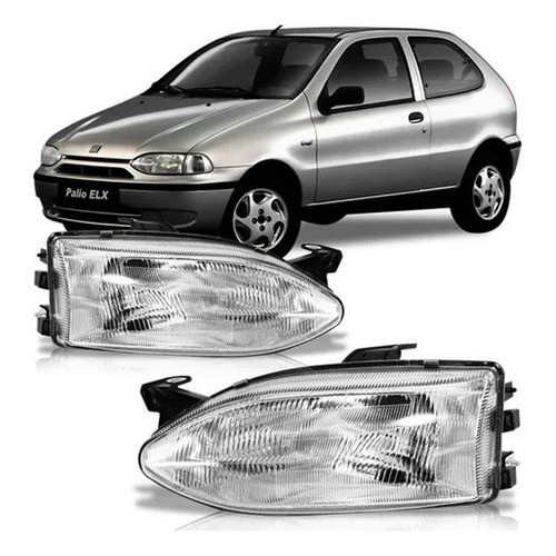 PAR FAROL PALIO STRADA SIENA WEEKEND 1996 A 2000 MASCARA CROMADA POLICARBONATO em Oferta na Shopee