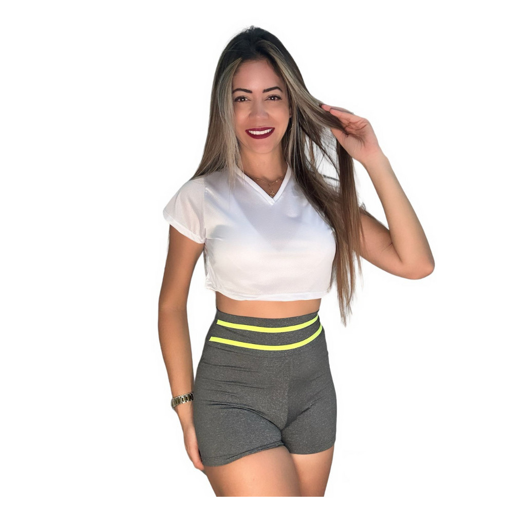 Cropped Microfuros Dry Fit Fitness Feminina Academia Malhação Caminhada Corrida Esporte