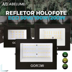 Refletor LED 200W 100W 50W Holofote Bivolt ECO A Prova d'água Luz Branca, Quente e Verde | Áreas Externas
