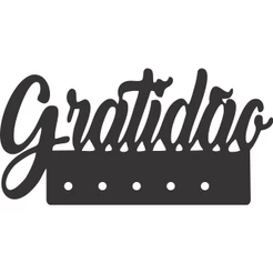 Porta Chaves Porta Chaves Gratidão em Mdf Vazado de 3mm Preto Fosco