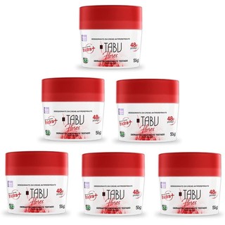 Kit 6 unid - Desodorante Creme Antitranspirante Tabu Flores 55G
