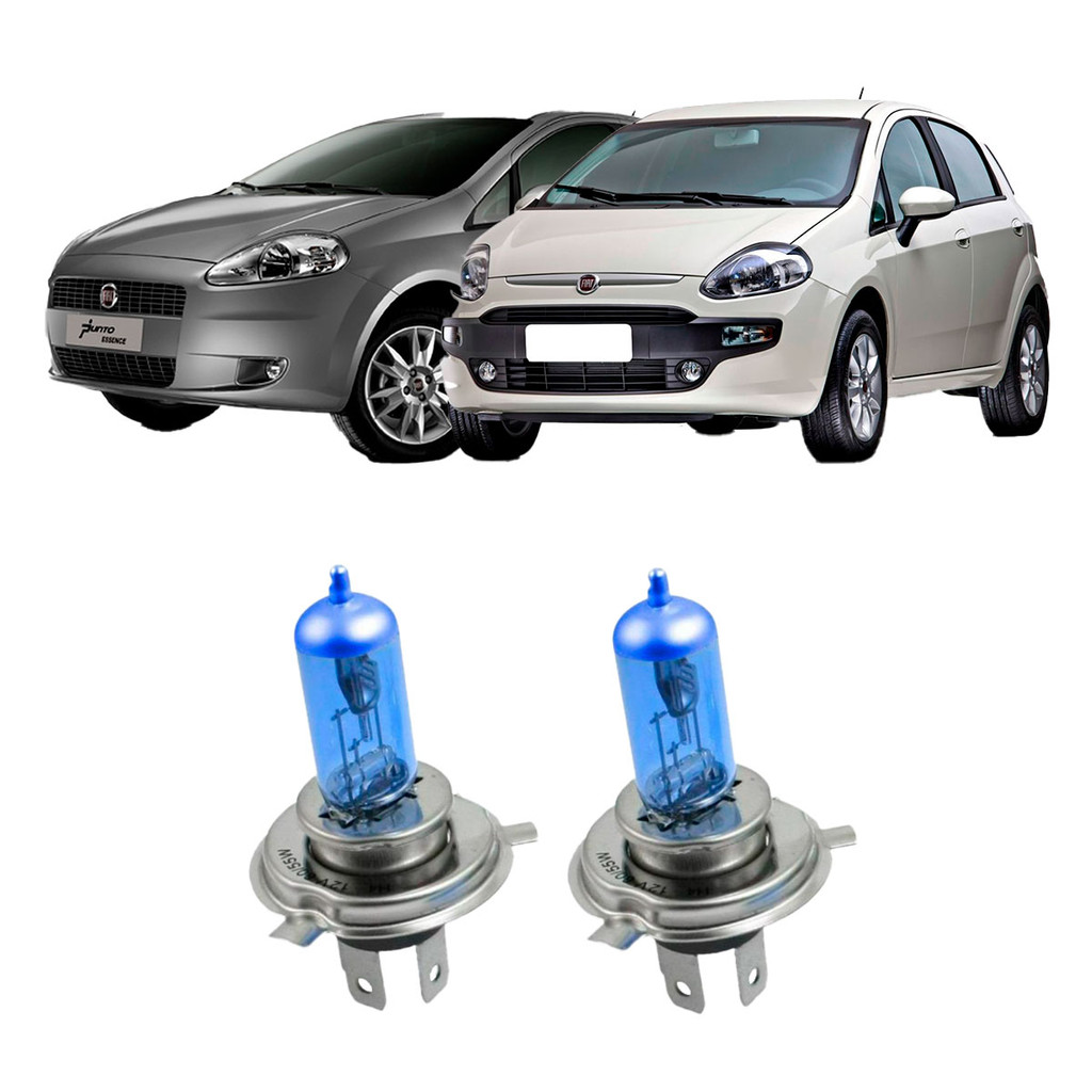 Par de Lâmpadas Super Branca Farol Punto 2008 2009 2010 2011 2012 2013 2014 2015 2016 2017 8500k H4 em Oferta na Shopee