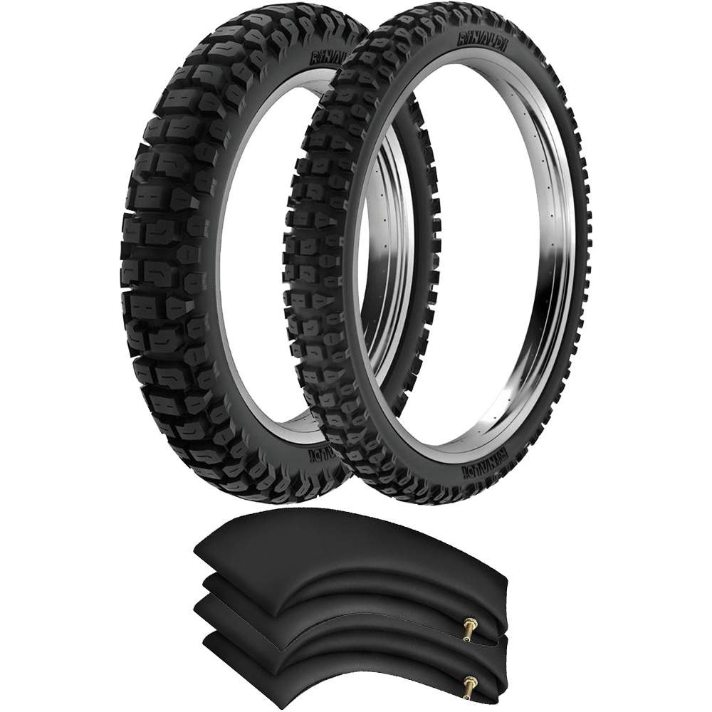 Kit Pneu Tornado Xre300 Lander Tenere 120/80-18 + 90/90-21 Rt36 Rinaldi + Camaras