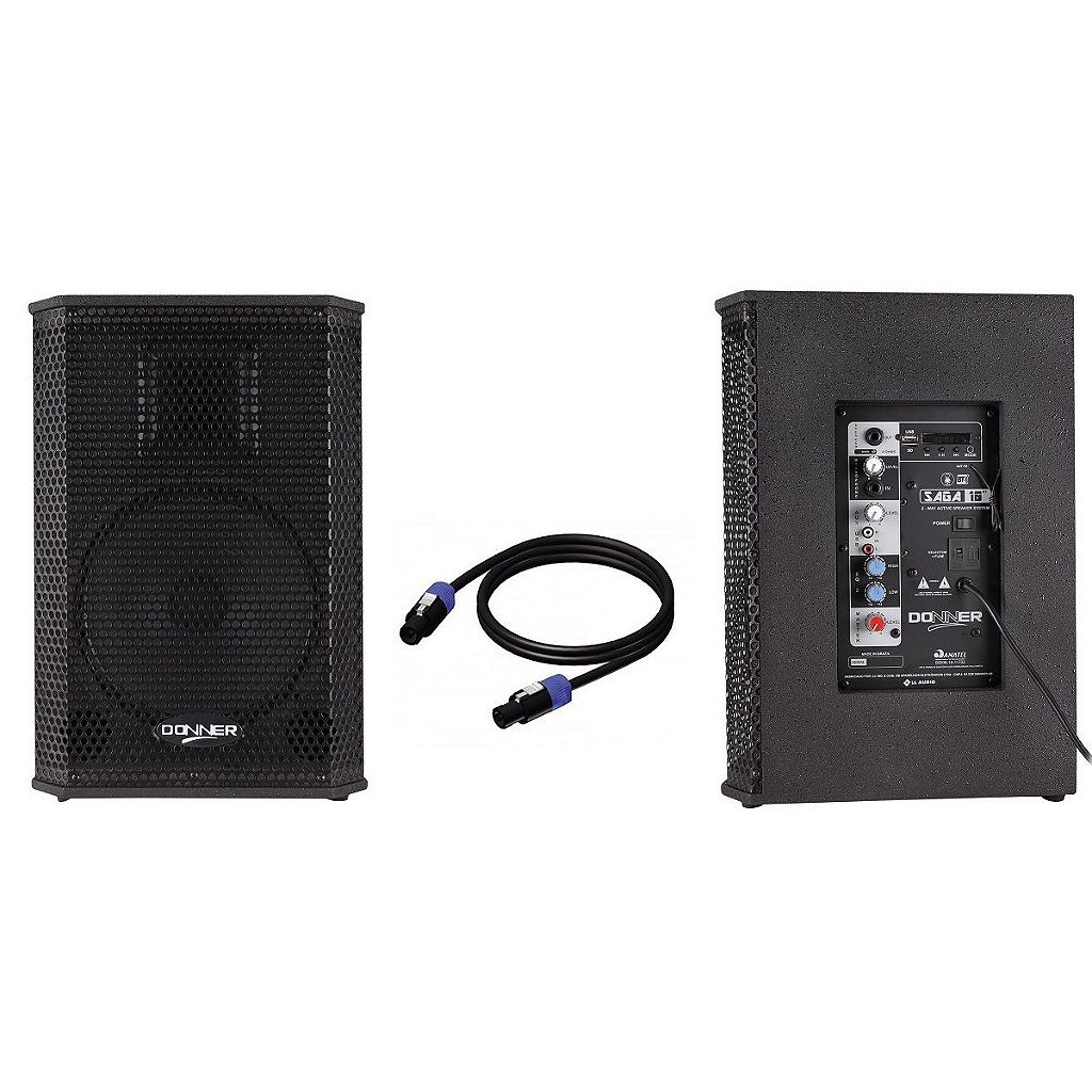 Kit Caixa Ativa + Passiva 10" 200W SAGA USB BT CABO