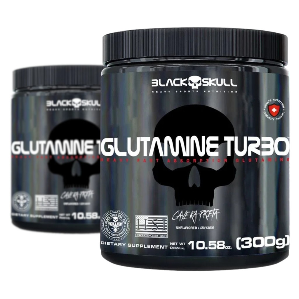 Kit 2x Glutamine Turbo 300g Blackskull em Oferta na Shopee