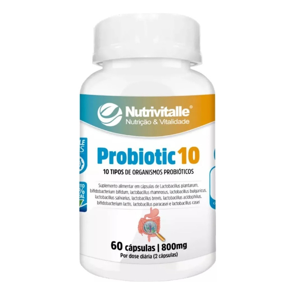 Probiotico 10 800mg 60 Cápsulas  Nutrivitalle em Oferta na Shopee