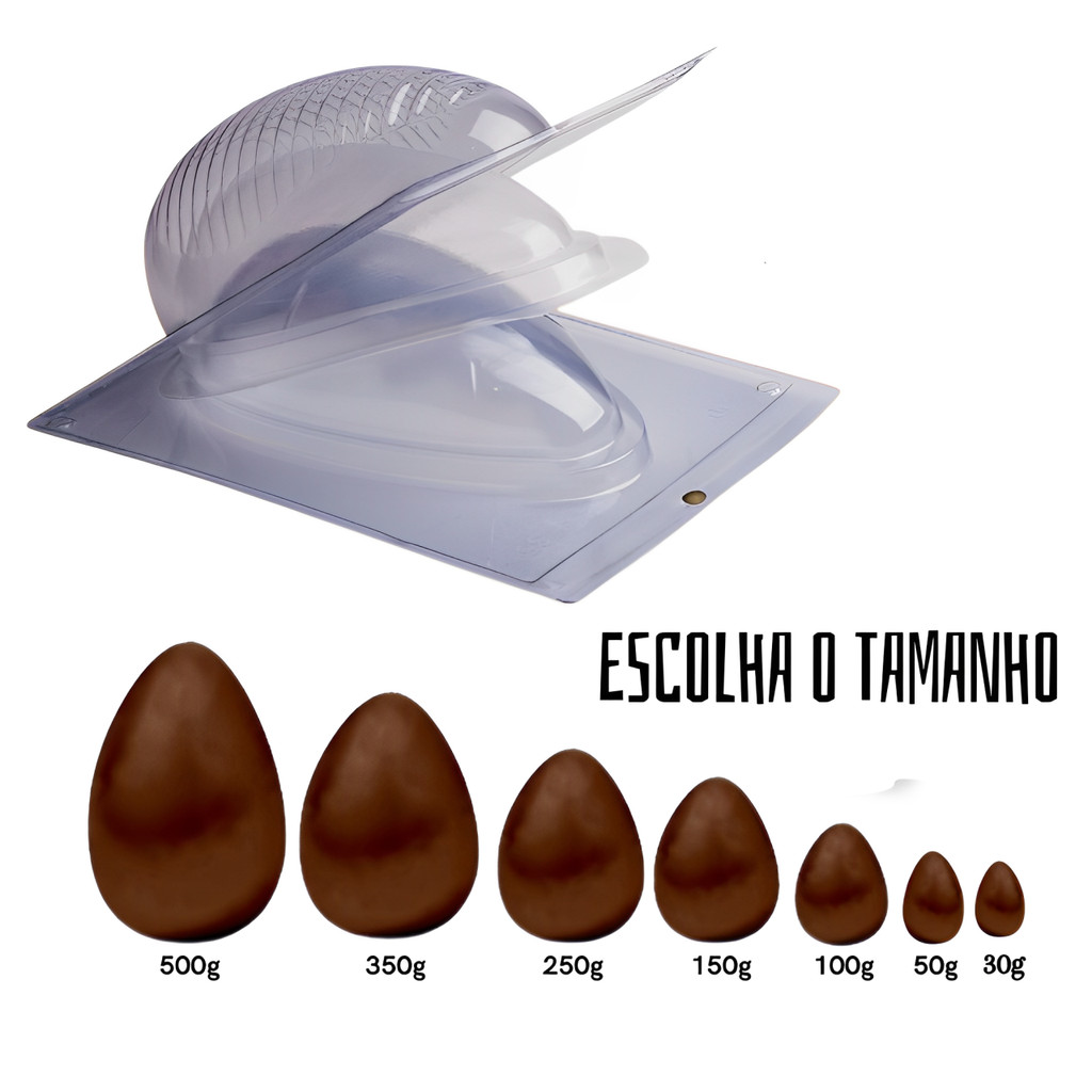 Forma Ovo de Páscoa com Silicone VÁRIOS TAMANHOS - Suporte e Molde Ovo de Páscoa (3 partes...