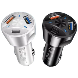Carregador Veicular Turbo 55W 2 Portas USB 3.0 Tipo C 20w Carro Carregamento Rápido Sortido